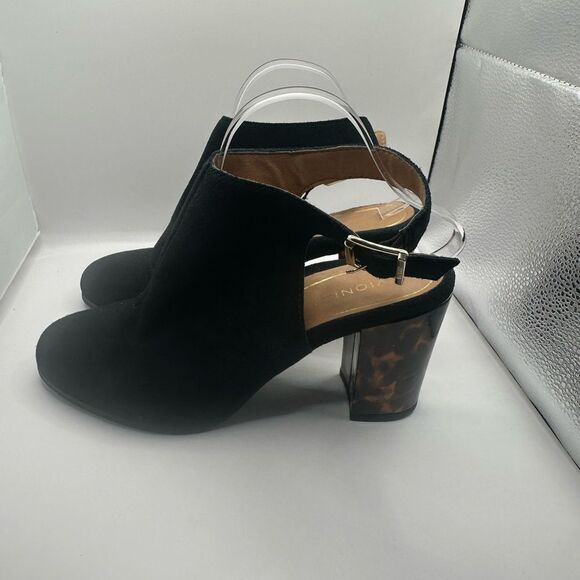 Vionic Perk Lacey Tortoise and Black Suede Slingback Block Heel Bootie 10 - Picture 8 of 10